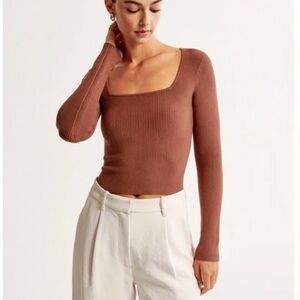 Abercrombie & Fitch Chestnut Ribbed Knit Top